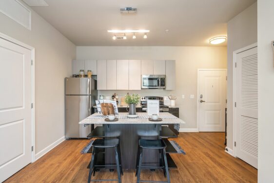 Kitchen with silver appliances