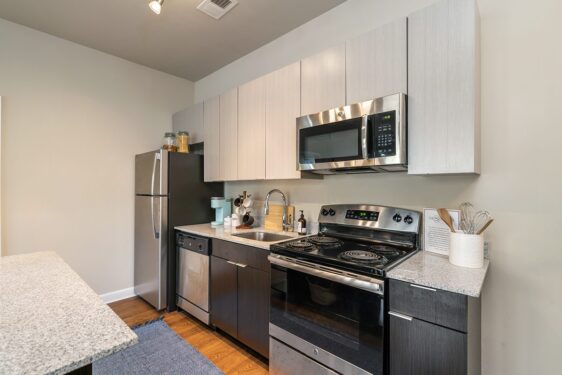 Kitchen with silver appliances
