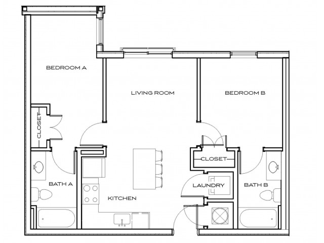Fulmer 2 - 2Br, 2Ba Floor plan
