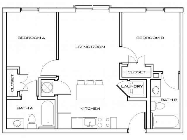 Fulmer 1 - 2Br, 2Ba Floor plan