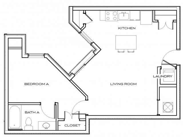 Shuler 2 - 1Br, 1Ba Floor plan